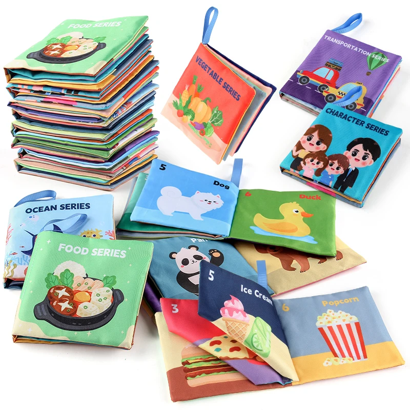 8 unidades/pacote livro de pano de bebê não tóxico ensina rotinas diárias e emoções brinquedo educativo mastigável seguro