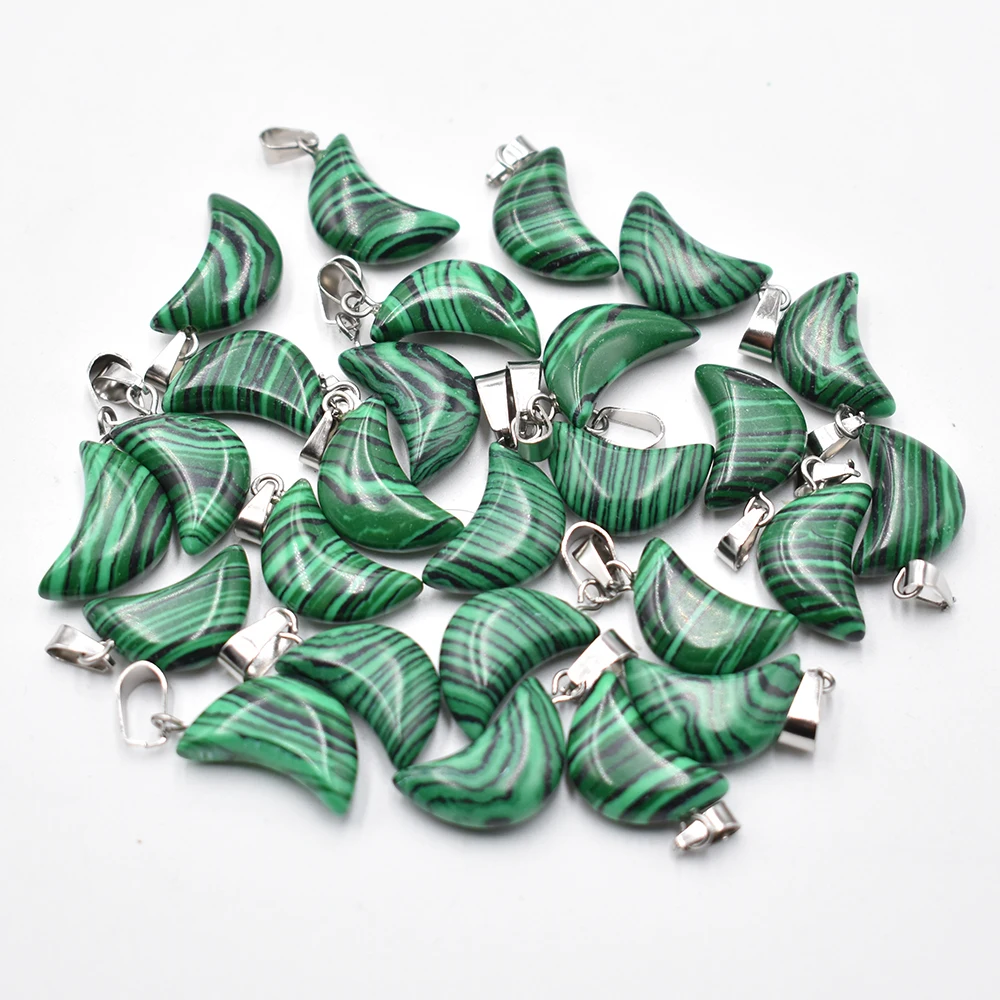 

Fashion malachite stone crescent moon shape charms pendants for DIY jewelry making Wholesale 24 50pcs/lot free shipping