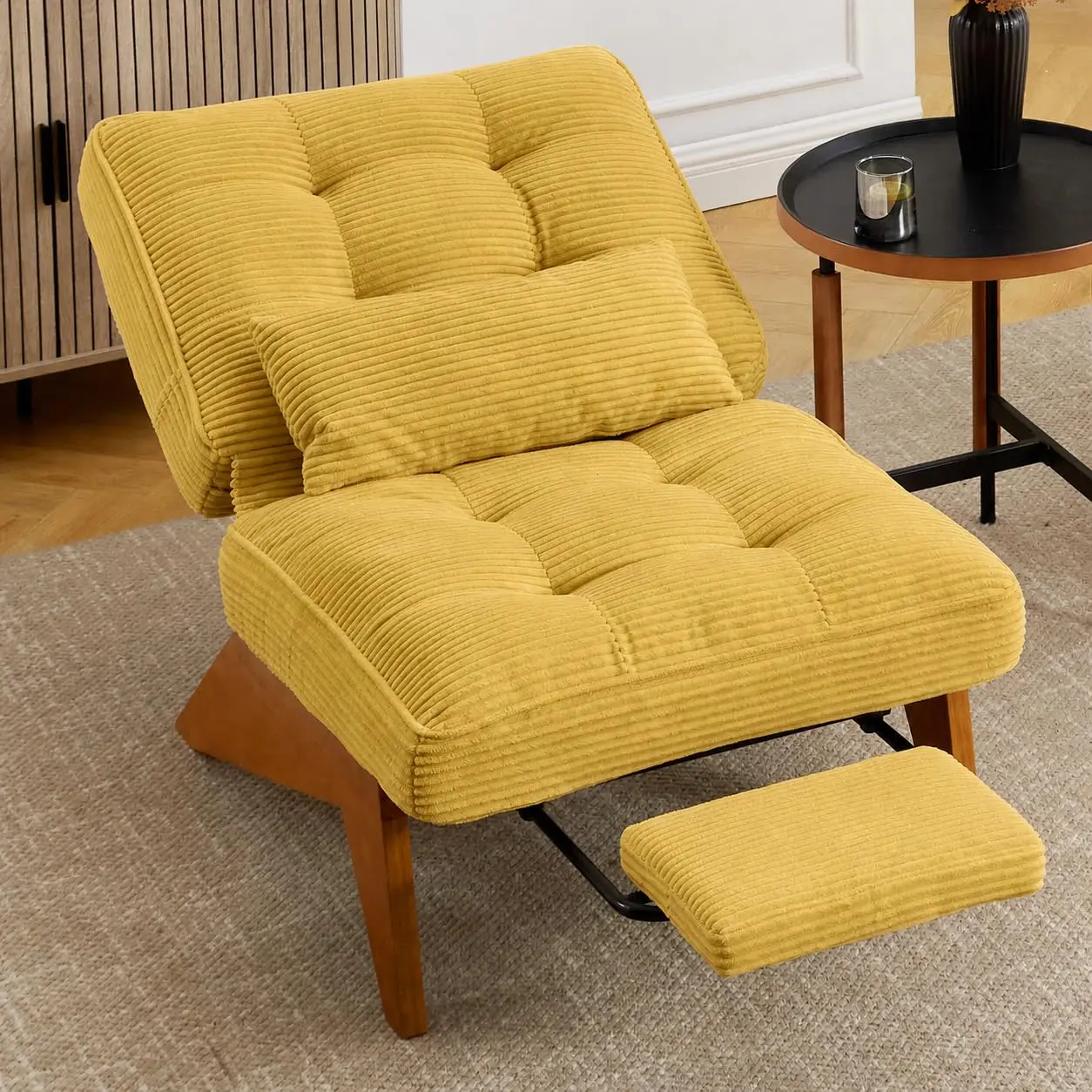 Modern Accent Chair & Ottoman Set Adjustable Backrest Built-in Footrest Lounge Reading Living Room Office Apartment, Customized