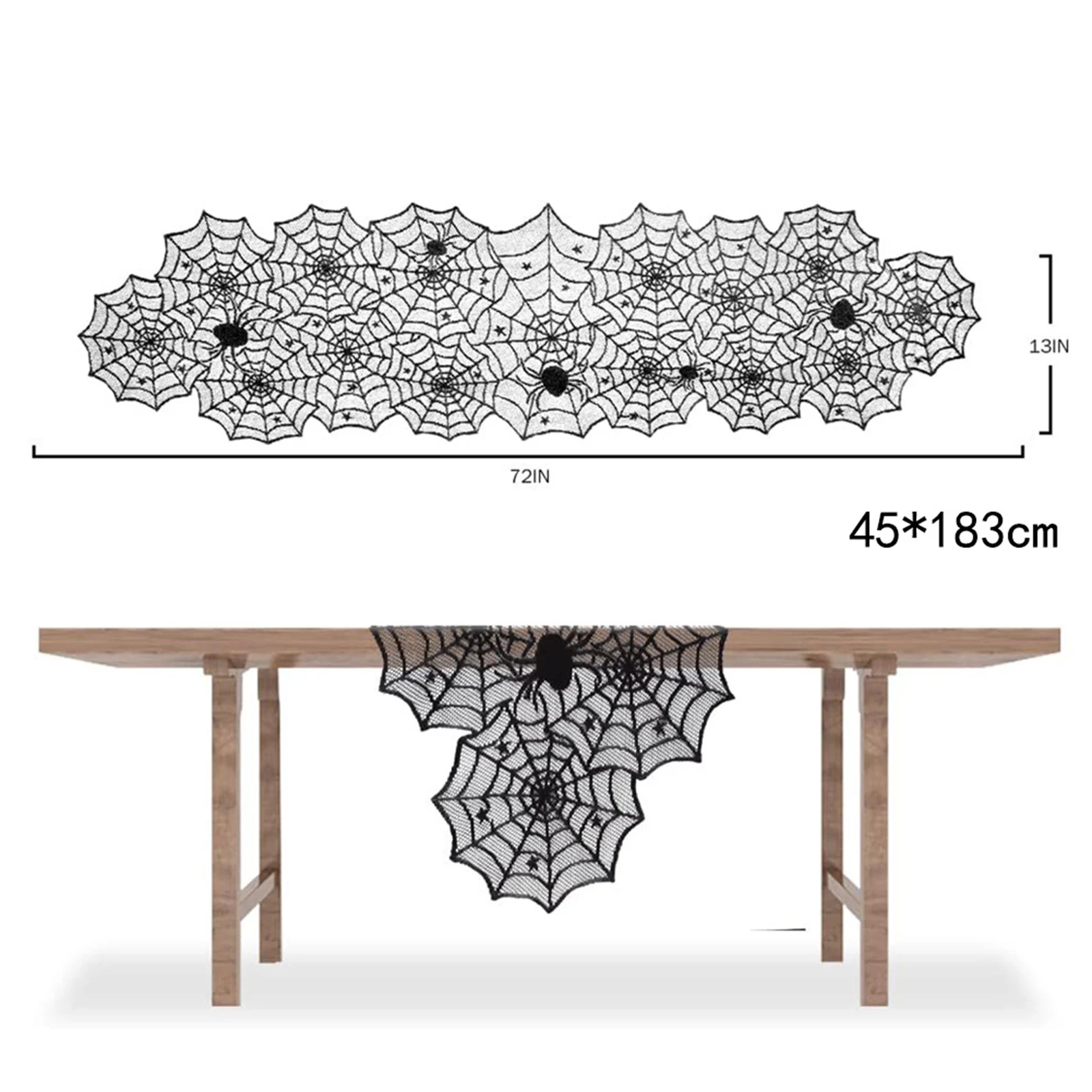 Halloween Table Runner Black Lace Spider Web Table Runners for Halloween Table Decor