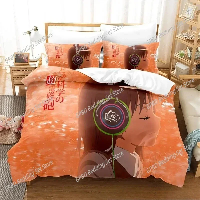 Misaka Mikoto A Certain Magical Index Railgun 3D NEW Duvet Cover Pillowcase Bedding Set Adult Girl Bedroom Single Double Large