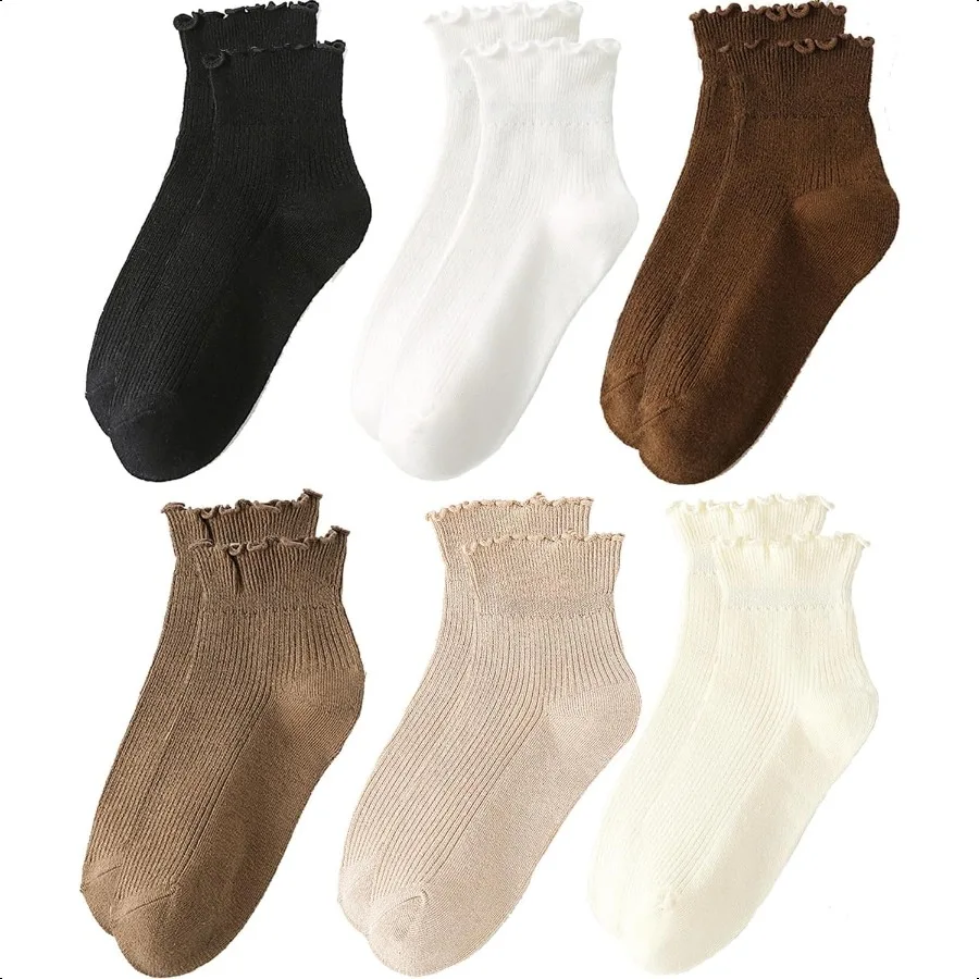 

Ruffle Socks Women White Ankle Socks Woman Girls Cute Cotton White Frilly Sock Size 911 6 Pairs
