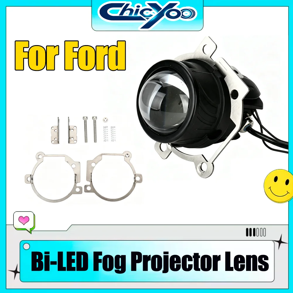 For Ford 2.0 Inch Bi-LED Projector Lenses Fog Lamp 6000K White 3000K Yellow 4300K Warm White Car Accessories Fog Lights Bulb