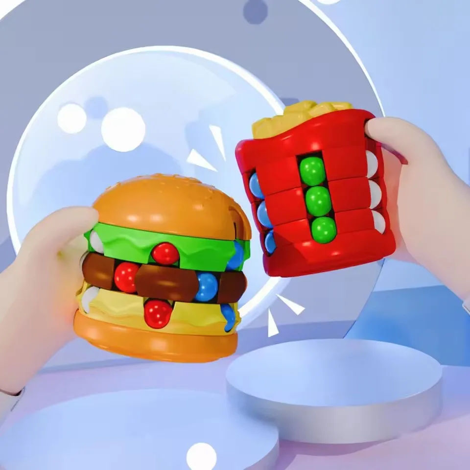 Hamburger Fries Magic Bean Stress Relief Fidget Spiral Roller Ball Educational Creative Toy for Kids