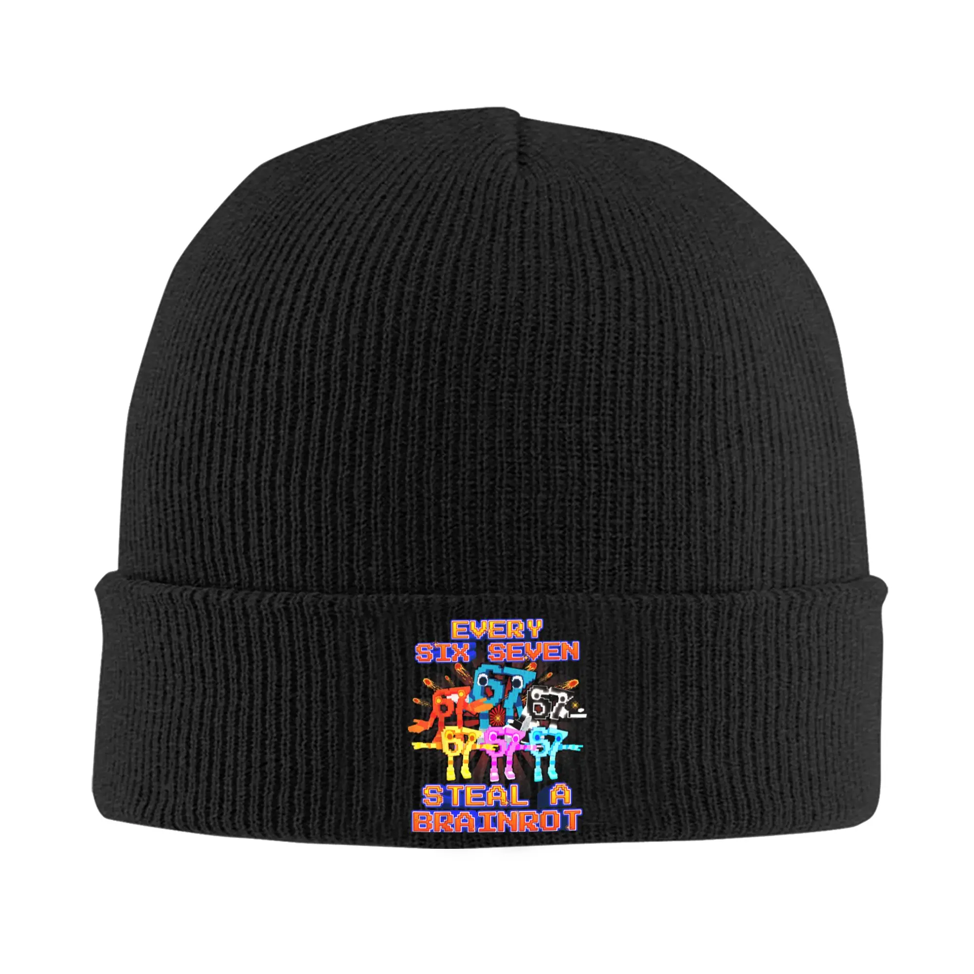 Every 67 Six Seven 6-7 Funny Brainrot Knitted Hat  Street Y2K Caps Adult Unisex Outdoor Beanie Hats Autumn Warm Soft Bonnet Hats