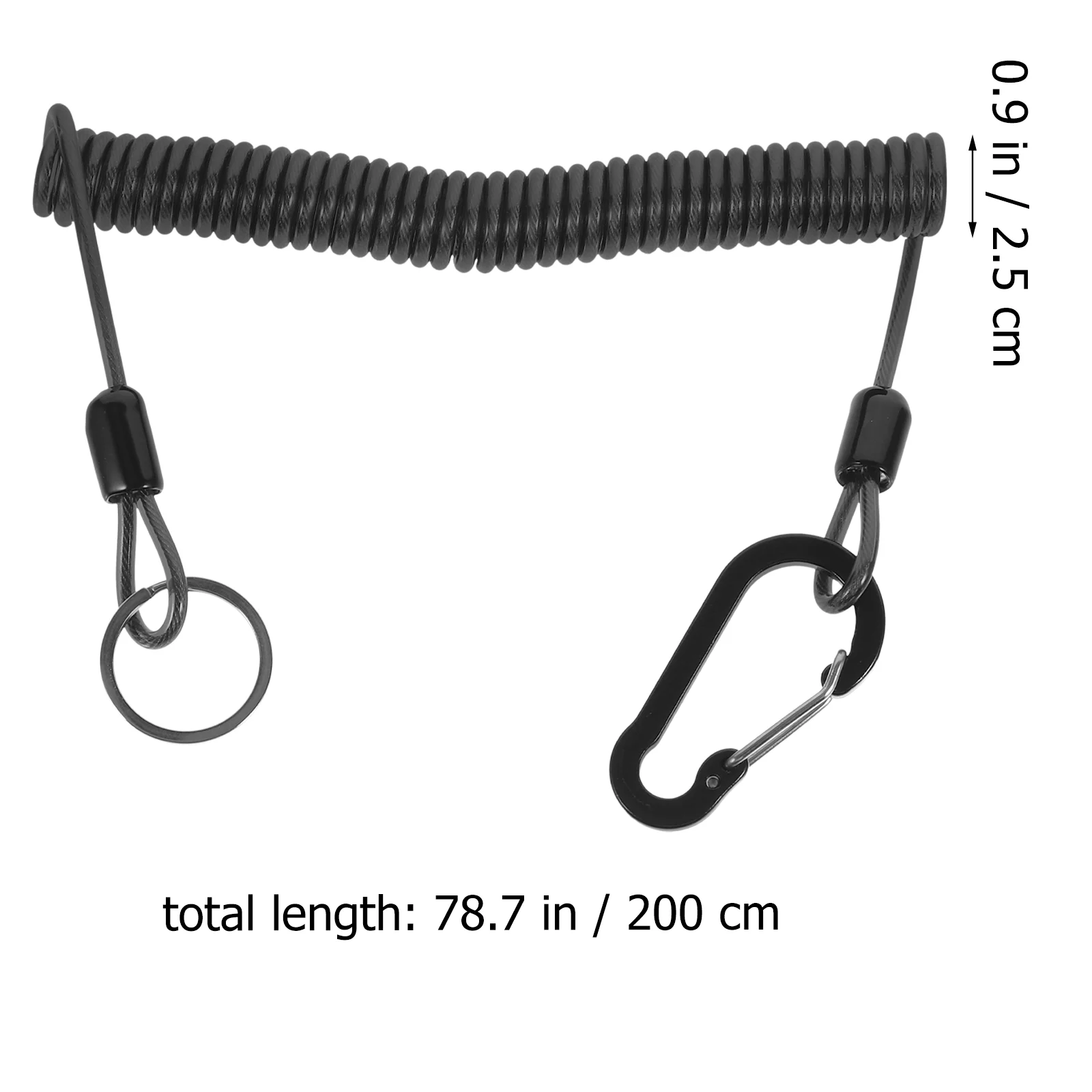 Tether Coiled Lanyard Stainless Steel Retractable Rope Buckle Anti-lost Fishing Accessories Safety Heavy Duty