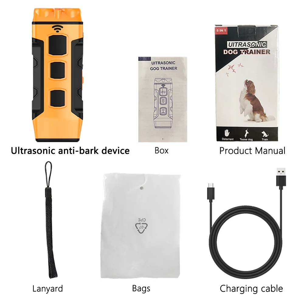 Nuovo repellente per cani ad ultrasuoni, dispositivo anti-alcatura, repellente per cani ricaricabile, luce a LED, repellente per cani ad ultrasuoni portatile