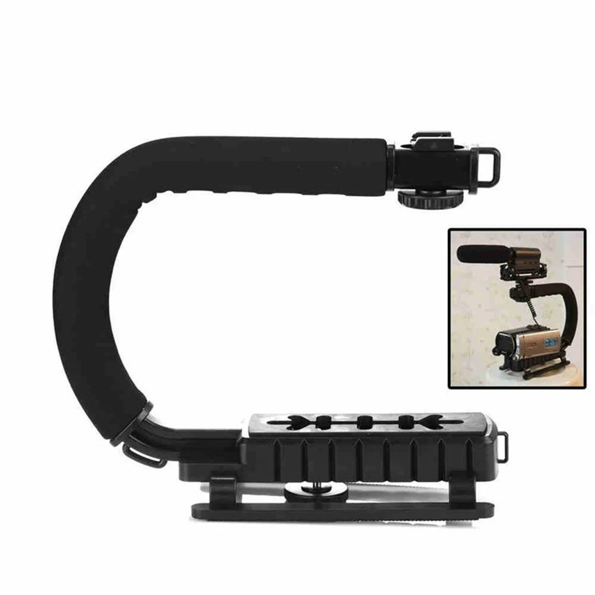 

Compact Camera Stabilizer with C-Type U-Type Hand Grip Ideal for Handheld Video Recording and Low Angle Shots Black