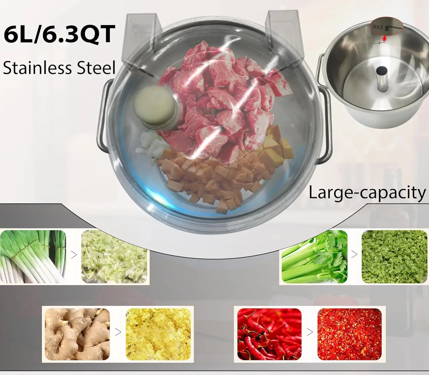 110V 6L Commercial Food Processor Meat Vegetable Food Processor Electric Multifunctional Food Shredder Vegetable Choppe