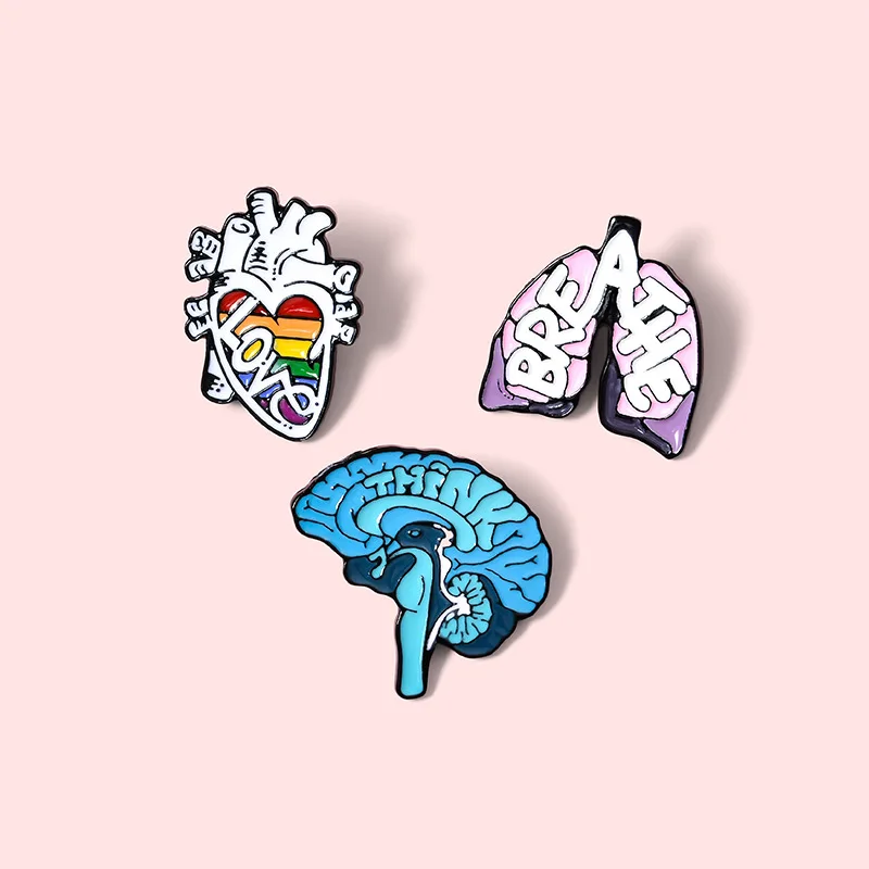 organ blue brain rainbow heart liver pin Brooches Badges Hard enamel pins Backpack Bag Hat Leather Jackets Fashion Accessory Sup