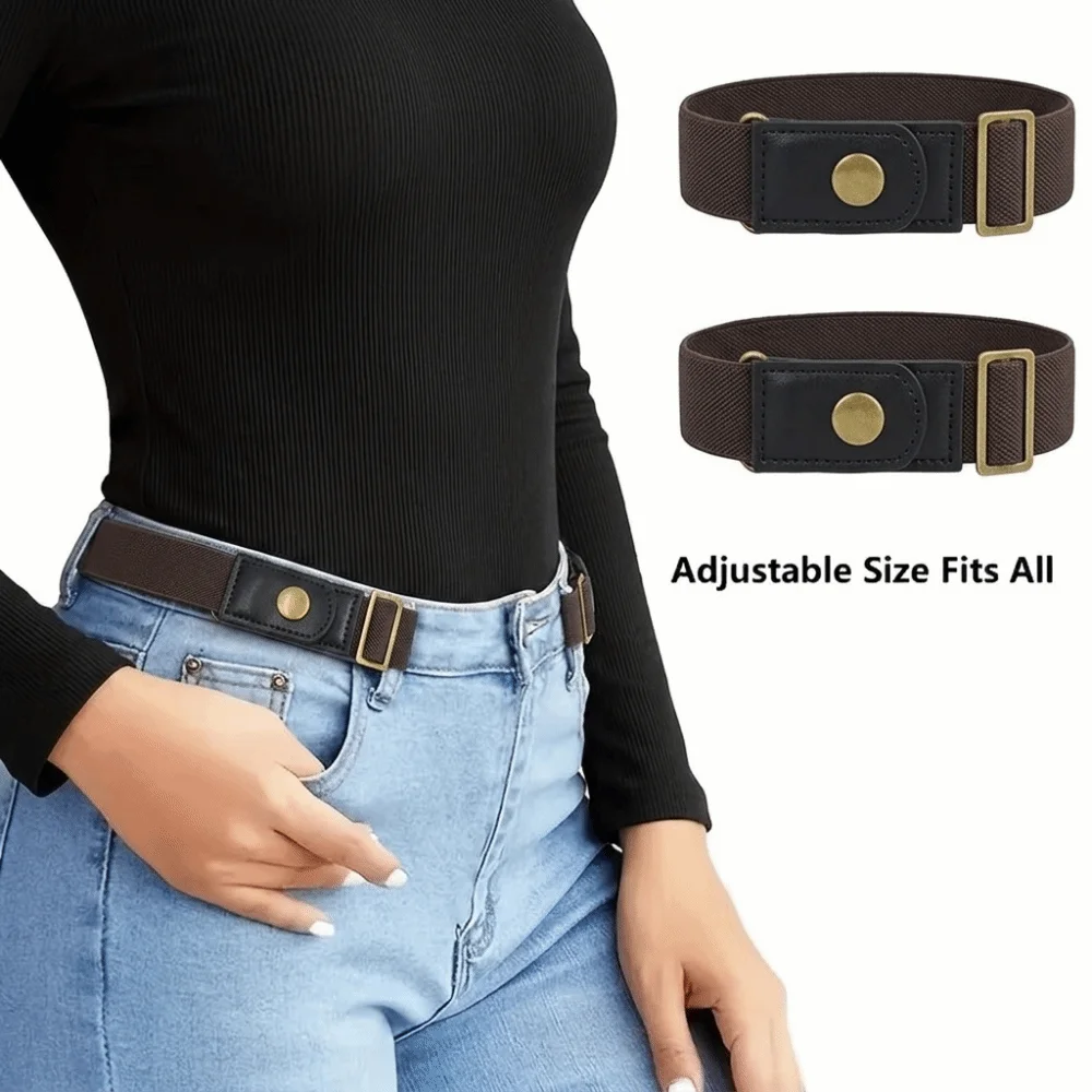 2PCS Gift Elastic Stretch Jean Waist Tightener No-Sew Adjustable Buckleless Belt Invisible Punch-Free Waist Belt Denim Pants