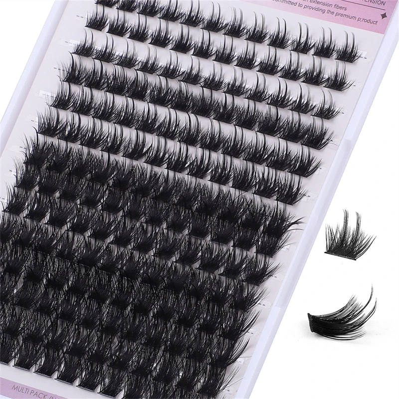 Extensiones de pestañas profesionales DIY, 168 grupos, naturales, delgados, largos, rizados, fibras de pestañas avanzadas para maquillaje de ojos