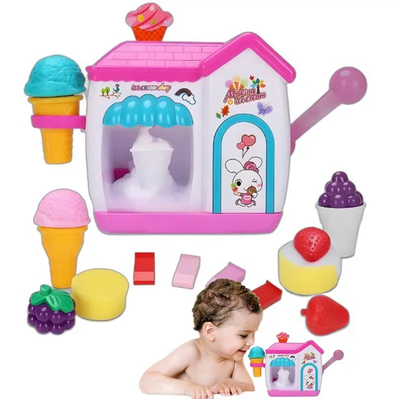 

Bubbles Machine Blower For Bathtub Colorful Bath Toys Foam Maker Pretend Cake Play Set Safe Bubble Maker Fun For Children Boys