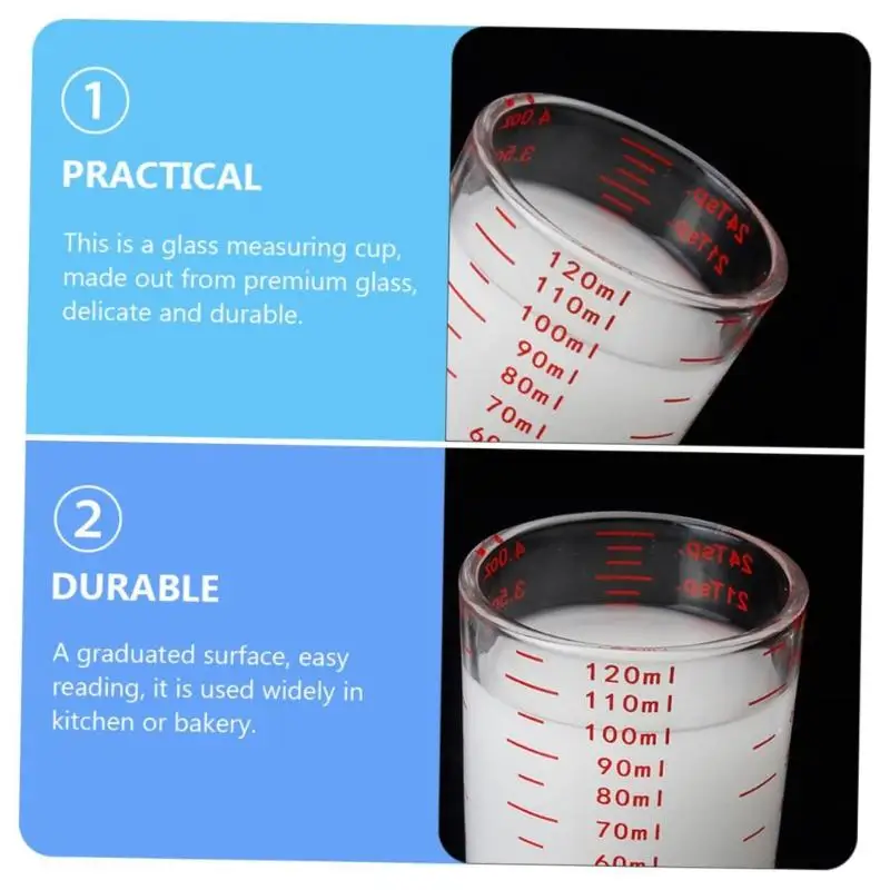 ~120mlEspresso Measuring Cup Heat-resistant Glass Cup Espresso Ounce Cup With Scale Glass Measuring Cup