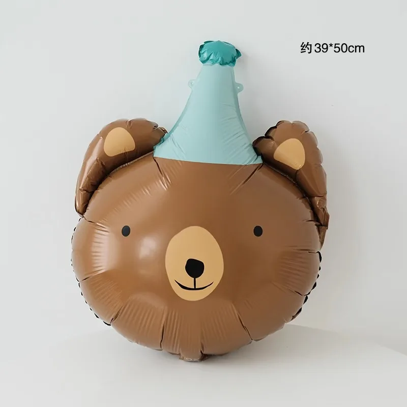 قبعات عيد ميلاد من رقائق الحيوانات الكرتونية، بالونات لطيفة على شكل دب قطة أسد للأطفال، ديكور الفصول الدراسية، مستلزمات الاحتفال بعيد الأطفال #6