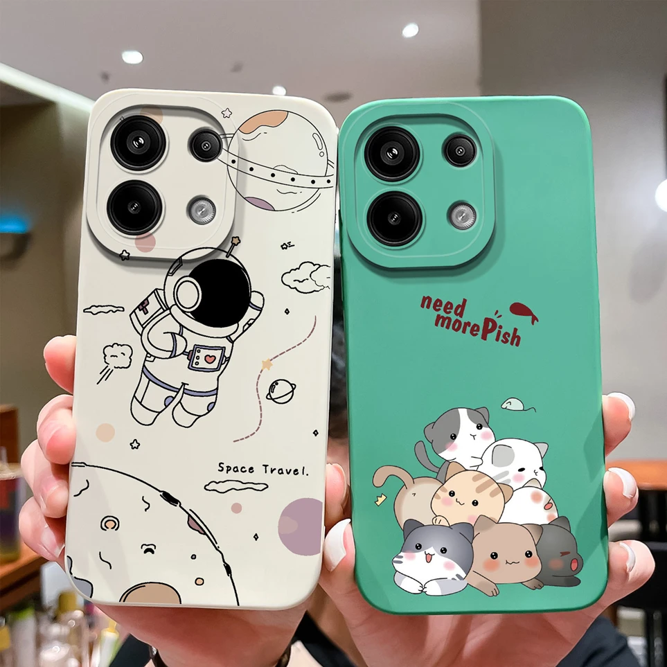 For Xiaomi Redmi Note 13 13 Pro 4G Funda Cute Milk Tea Bear Liquid Silicone Protective Coques For Note13 23117RA68G Phone Cases
