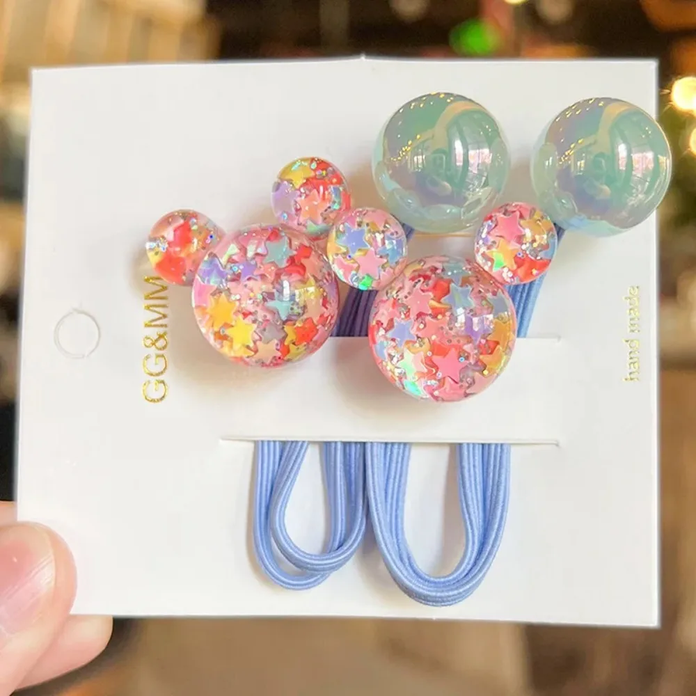 2PCS Cartoon Mouse Head Girls Lovely Elastic Hair Bands Princess Hair Accessories Children Hair Ties Baby Headwear image 4