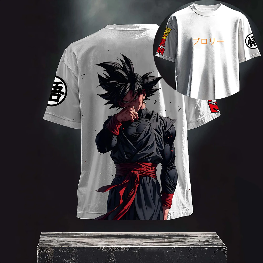 Dragon Ball Z Goku Nero e Broly Anime T-shirt da uomo in cotone nero Manica corta Manga giapponese Graphic Tops Streetwear