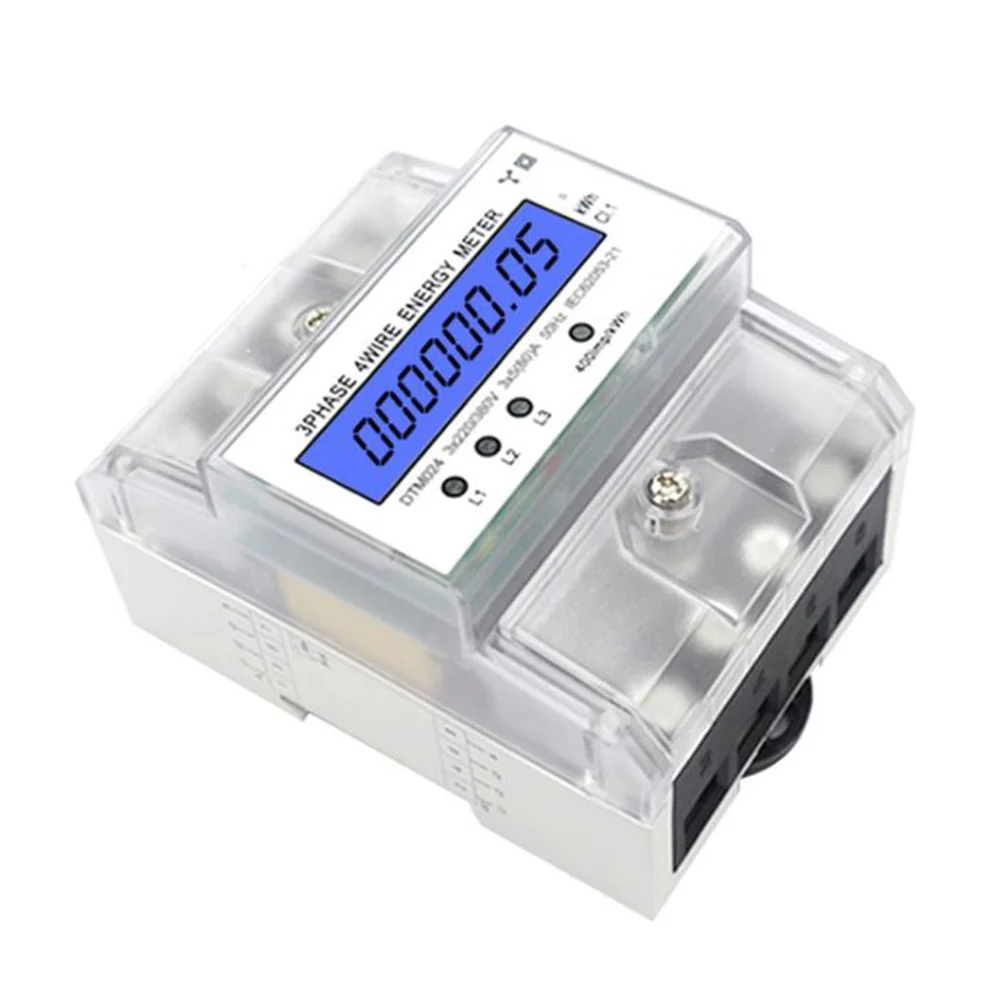 3 Phase 4 Wire Energy Meter 220/380V 5-80A Energy Consumption KWh Meter DIN Rail Installation Digital Power Meter