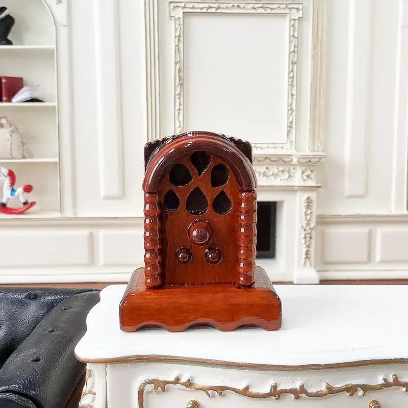 1/12 casa de muñecas Vintage simulación Radio de madera modelo casa de muñecas muebles en miniatura decoración casa de muñecas accesorios de decoración del hogar