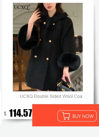 UCXQ Elegant OL Office Lady Overcoats Fur Patchwork Long Sleeve Woolen Coat Beautiful Women's Clothing Jacket Autumn 2025 Winter 11 S076ca8179fc94965827b332543bac757n