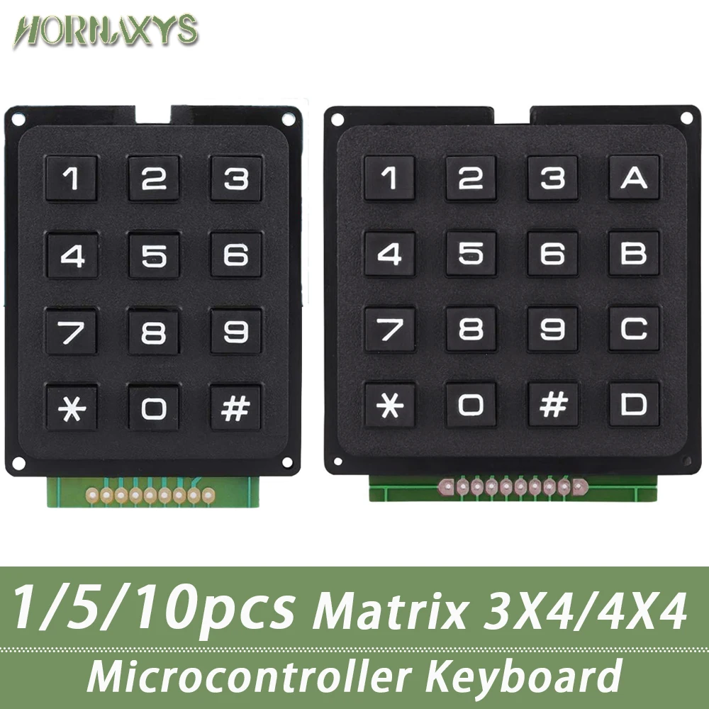 

3*4 4*4 Matrix Switch Keyboard Keypad Array Module ABS Plastic Keys 4x4 3x4 12 16 Key Button Membrane Switch DIY Kit for Arduino