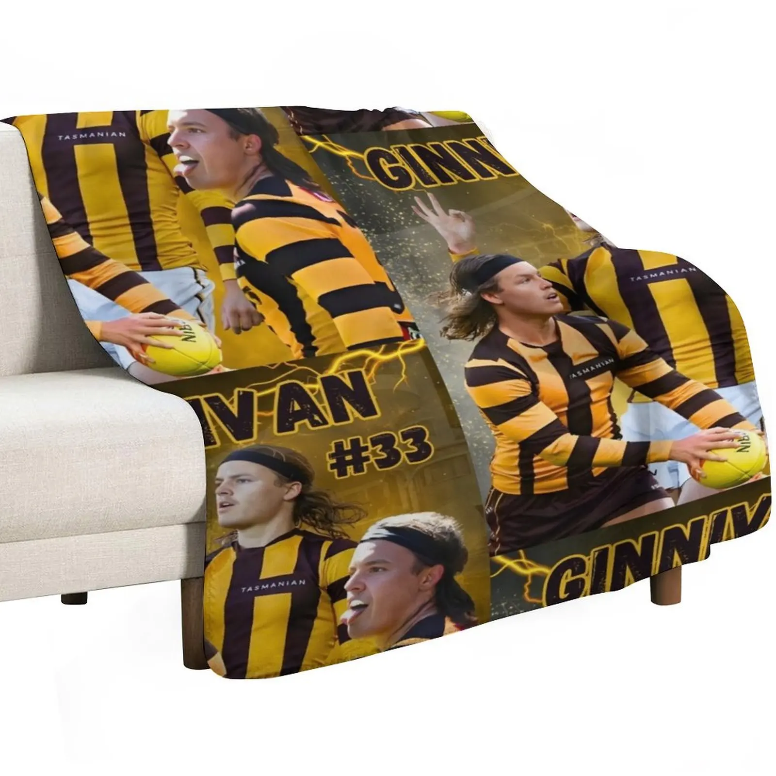 Jack Ginnivan Hawthorn Hawks AFL Footy Player Throw Blanket Breathable Lightweight Blanket for Adults Kids