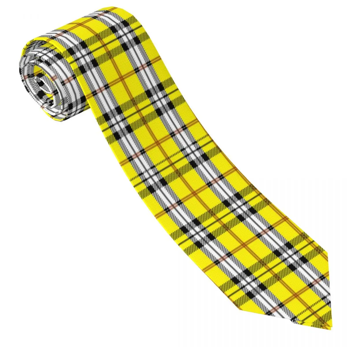 Custom Yellow Tartan Plaid Checkered Pattern Necktie Men Mens Suit Tie For Thanksgiving Day