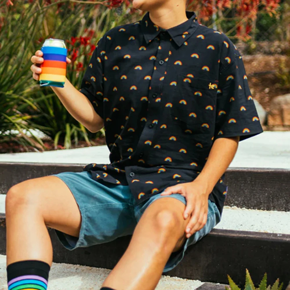 

Черная Радуга All The Way Рубашка на пуговицах Paradise Гавайский модный стиль Рубашки с 3D принтом Свободная уличная одежда унисекс для мужчин и женщин