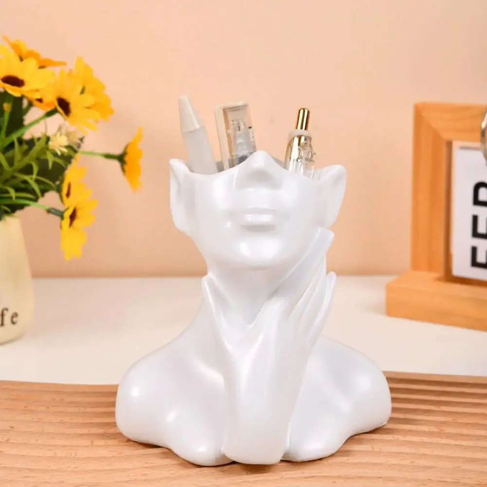 Female Bust Figurine Vase Makeup Brush Pen Holder New Creative Human Body Art Vase Desk Organizer Statue Ornament Home Decor view 5