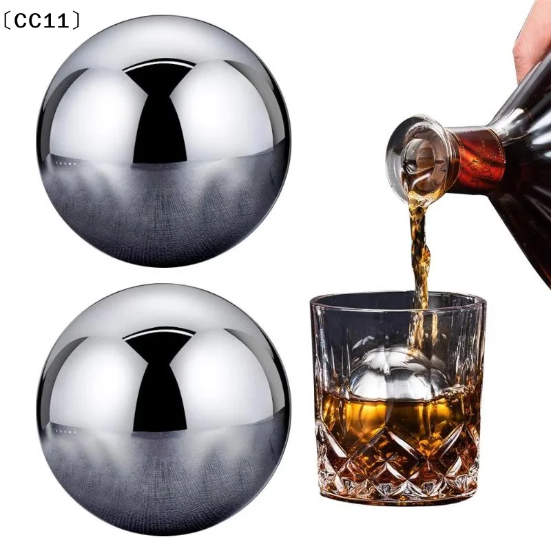 38/55MM Reusable Round Stainless Steel Ice Cubes Cooling Metal Ice Balls Set Wine Beer Cooler Stones Party Bar Tool 〔CC11〕