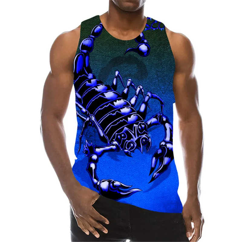 Men\'s Scorpion Fashion 3D Tanks Sleeveless Summer Street Style Tops 3D Animal Print Loose Casual Male Vest Top Big Size 6XL