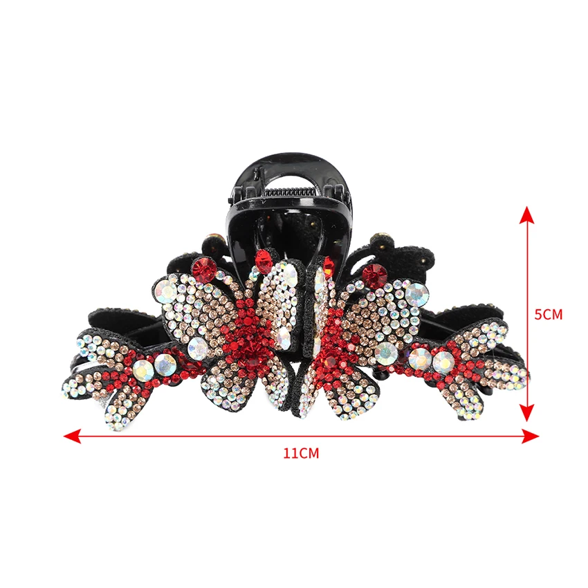 LEVAO Exquisite Watercolor Diamond Butterfly Hairpin French Girl Retro Headwear Crystal Claw Clip Hair Grab Hair Accessories