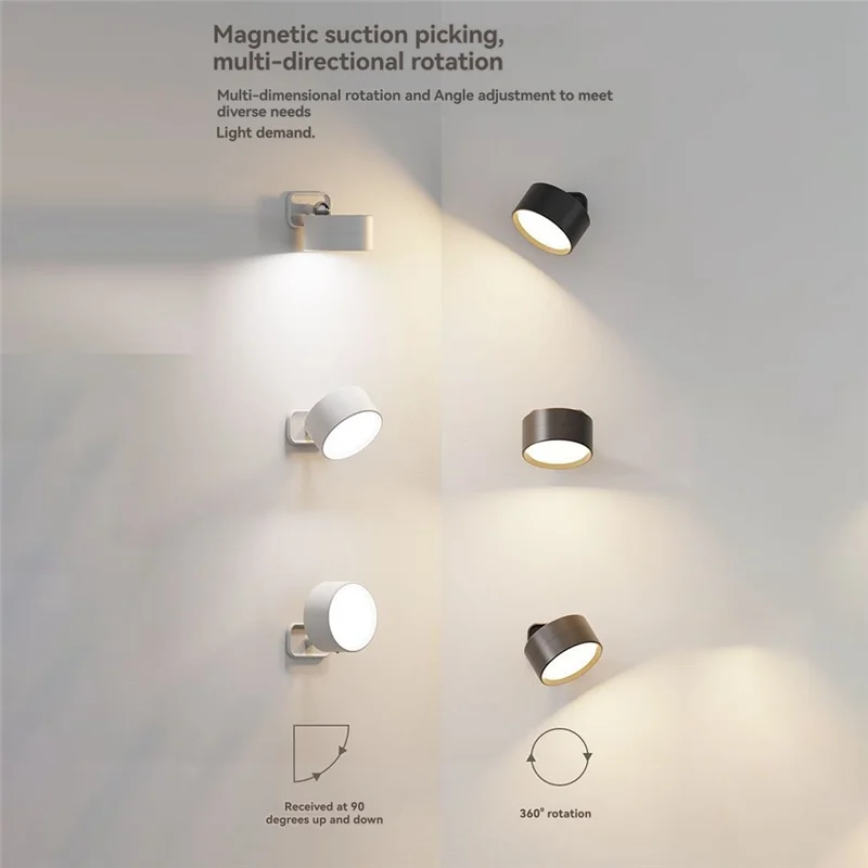 

ABUL-Rechargeable Magnetic LED Wall Light 360° Rotation Touch Remote Control Cabinet Spotlight For Home & Office