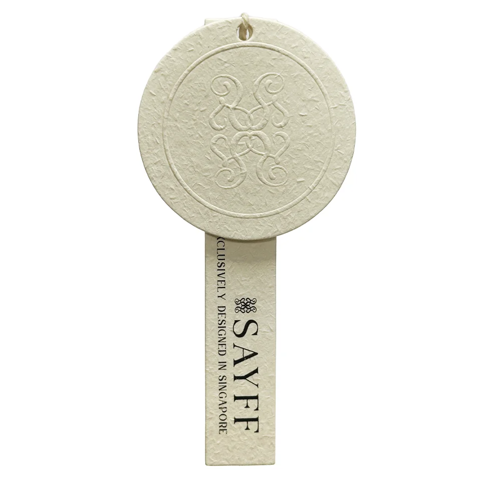 Luxury Embossed Paper Hang Tag Custom Swing Hangtag Apparel Accessories Garment Tags for Clothing with String