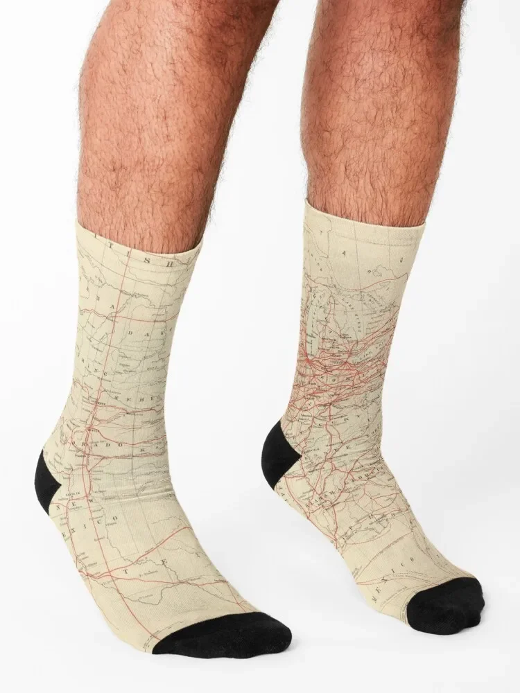 Old United States Railroad Map (1884) Vintage US Railway Atlas Socks loose cool Run Men's Socks Man Women's