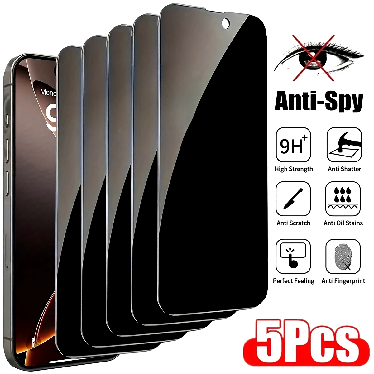 

5Pcs Anti-Spy Screen Protector for iPhone 17 16 14 15 Pro Max 12 13 Mini Tempered Glass For iPhone 13 12 11 Pro 15 14 Plus XR XS