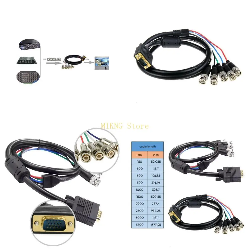 VGA To 5 BNC RGBHV Cable Bidirectional Intercommunication Coaxial Highly Clearly best sale