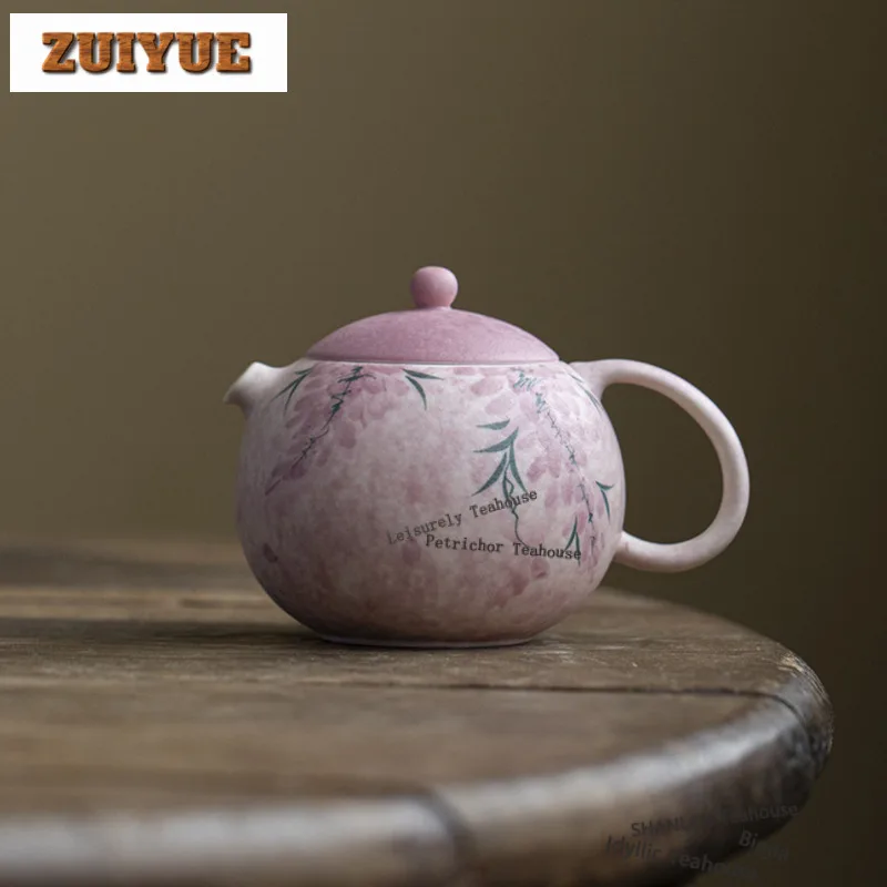 

150ml Hand-painted Wisteria Teapot Luxury Tea Infuser Pot Tea Soaking Kettle With Ball Hole Chinese Tea Set Accessories Gift