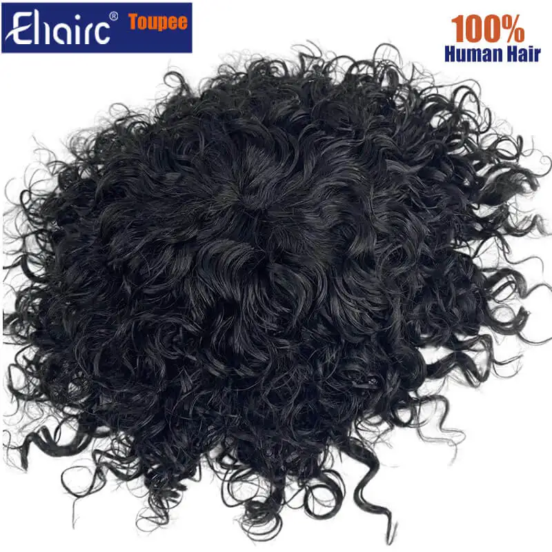 Parrucchino riccio crespo onda da 20mm per uomo Mono protesi per capelli maschili 100% parrucca da uomo per capelli umani sistemi Exhuast durevoli spedizione gratuita