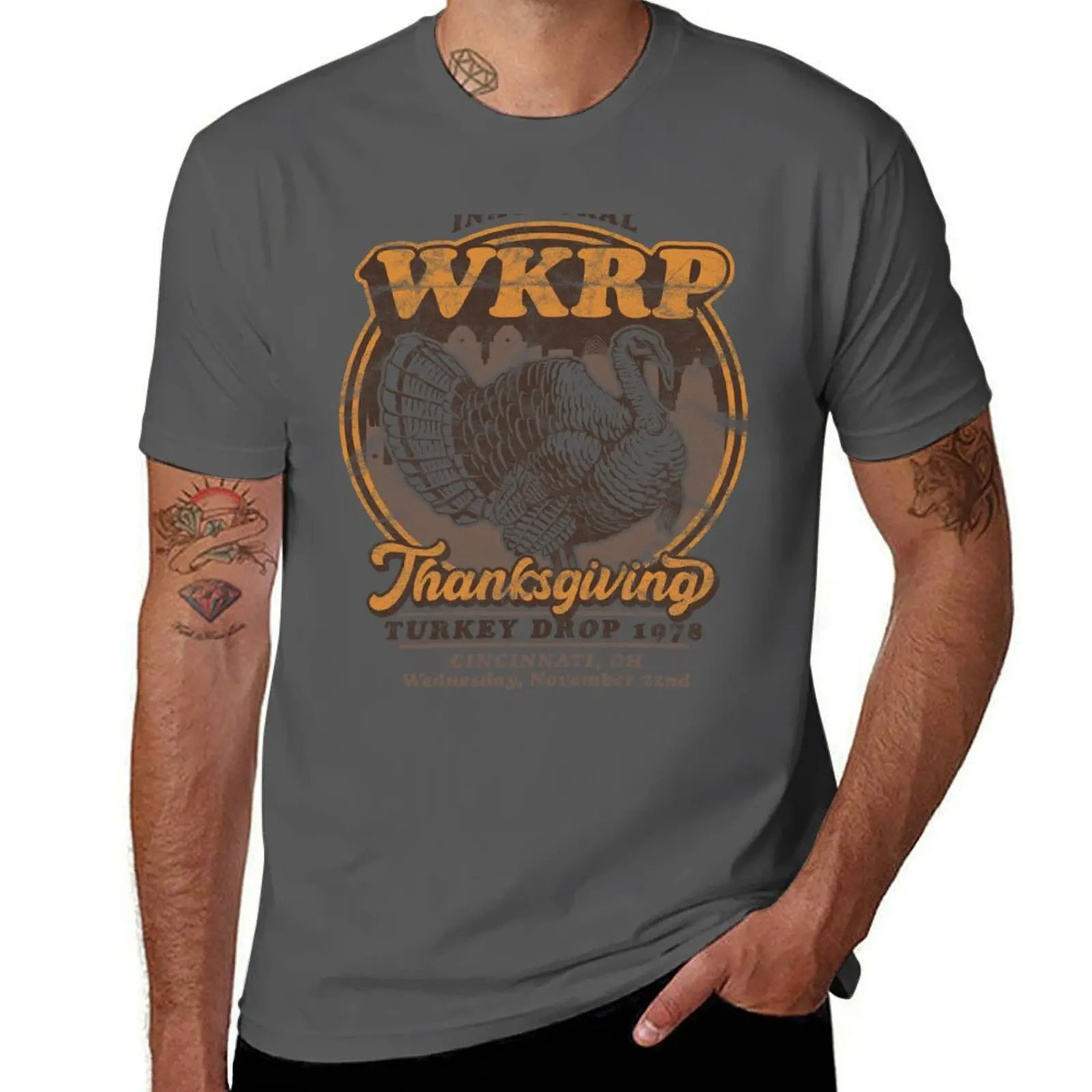 

WKRP Винтажная футболка с изображением Турции, мужская футболка, персонализированные спортивные футболки для мужчин, хлопок