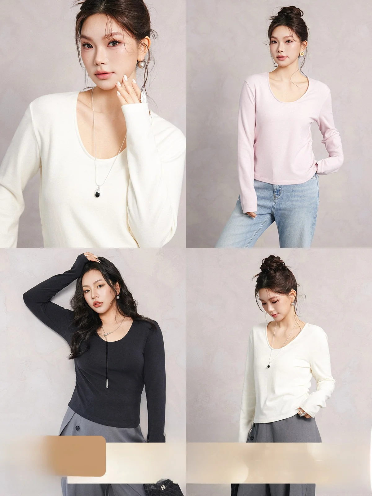 

Plusmall Lightweight Woolen Knitted Mousse Base irt Dstring Waist Simple U-Ne Spring Faion Women's Inner Wear