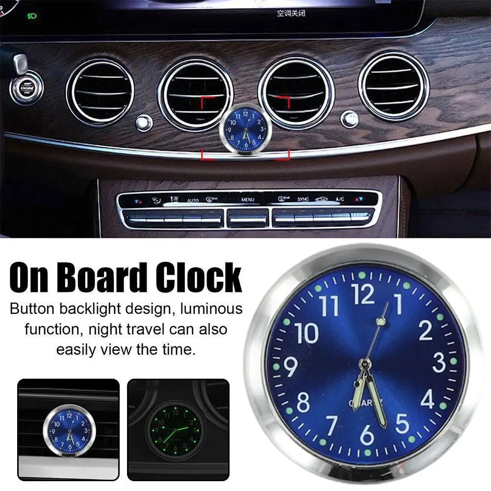 

1pc Car Mounted Metal Clock On Board Noctilucent Digital Watch Car Time Clock Dashboard Clock Car Accessories DIY Installation