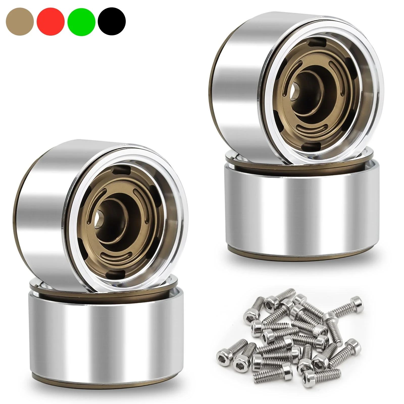 

4 шт. 1,0-дюймовые металлические диски Beadlock для радиоуправляемых краулеров 1/18 1/24 TRX4M Axial SCX24 AX24, запчасти для тюнинга