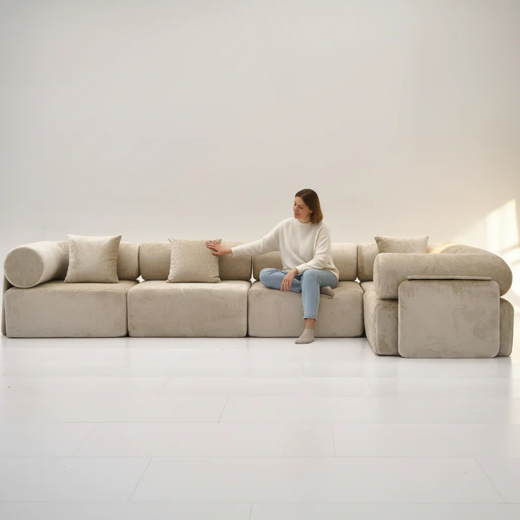 Coofull Modular Chesterfield Fabric Compressed Sofa-Customizable Shape Vacuum-Packed 1-Min Rebound Non-Slip Stable