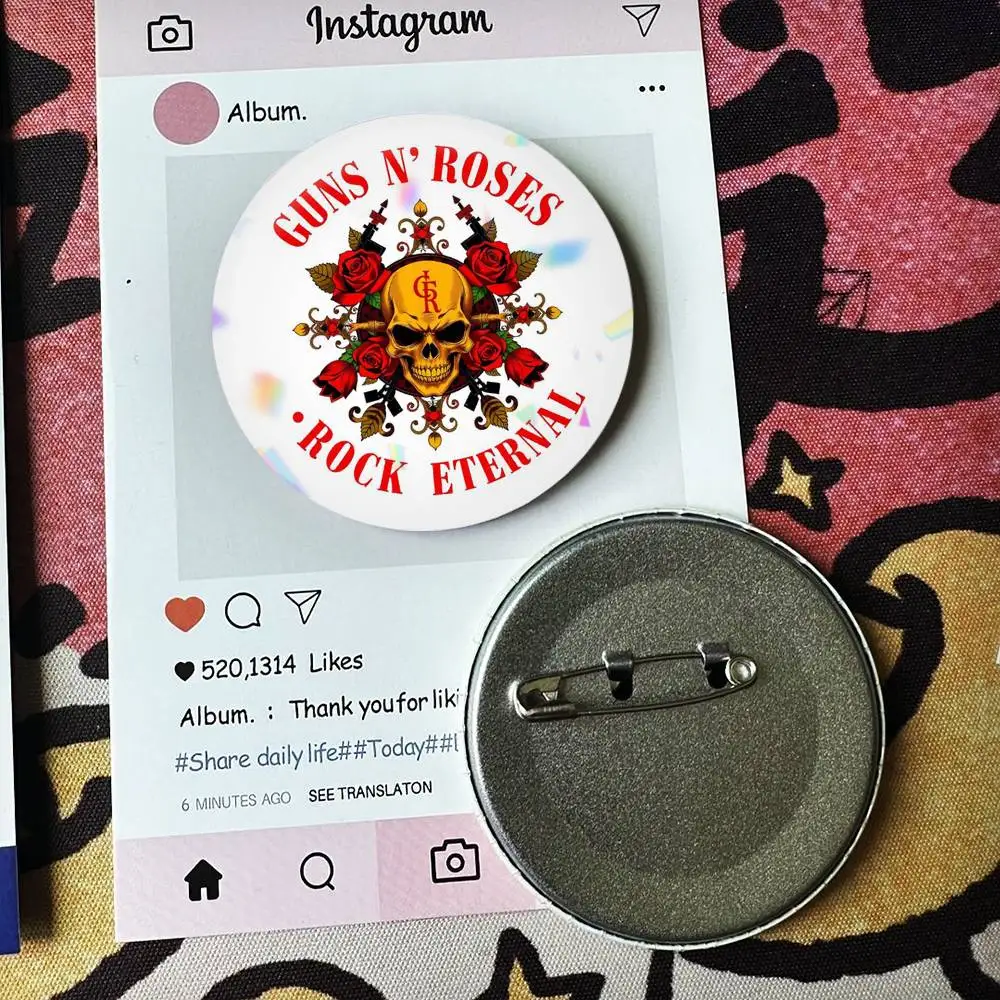 G-Guns N R-Roses Badges 25 32 44 58 75 mm Round Fans Collect Friends Gifts Brooch Souvenir