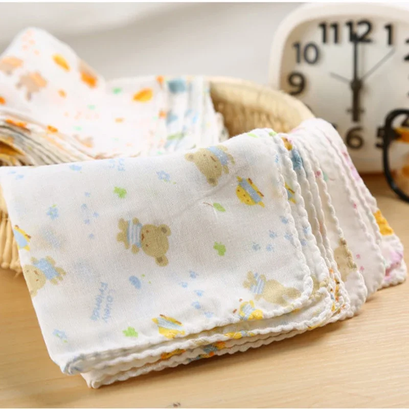 5PCS Baby Feeding Towel Teddy Bear Bunny Dot Chart Printed Children Small Handkerchief Gauze Nursing 20*20CM Handkerchief Towels