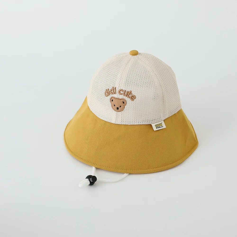

New Summer Baby Bear Bucket Cap Breathable Mesh Children Fisherman Cap Quick-dry Anti UV Outdoor Sun Hat 1-6 Years