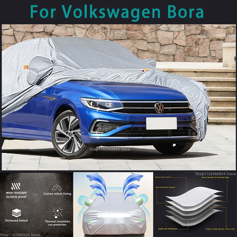 For Volkswagen Bora 210T Full Car Covers Outdoor Sun uv protection Dust Rain Snow Protective Anti-hail car cover Auto cover