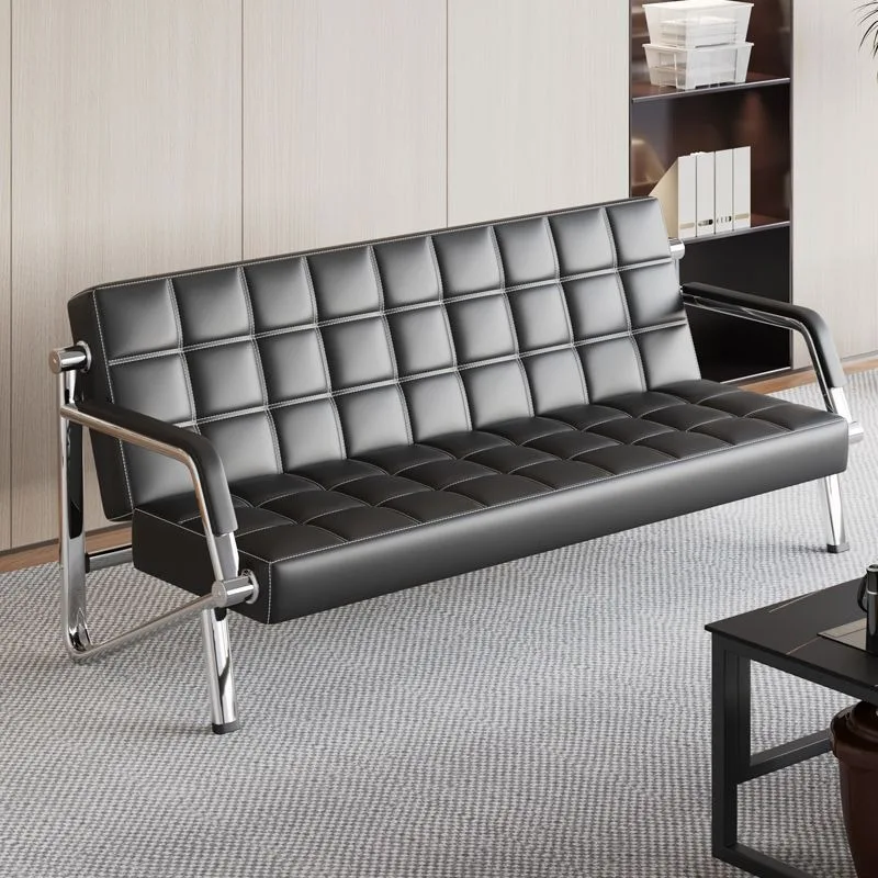 Modern Leather L-Shape Office Sofa Combination Beauty Salon School Hospital Use Three-Seat Commercial Waiting Area Furniture